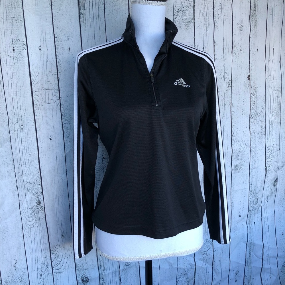 Adidas 3 stripe tricot track jacket 1/4 zip black